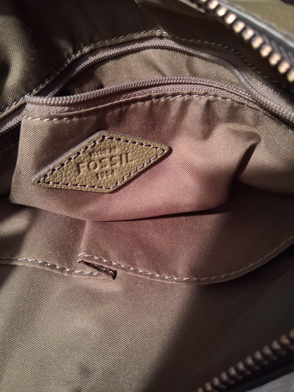 Fossil Olive Green Pebbled Leather Shoulder Bag - Picture 7 of 8